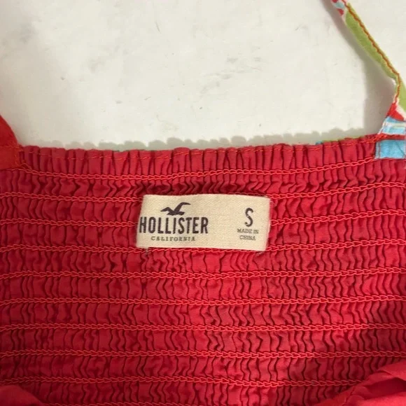 Vintage Y2K Hollister Size Small Coral Pink Floral Babydoll Mini Dress Preppy - Picture 4 of 6